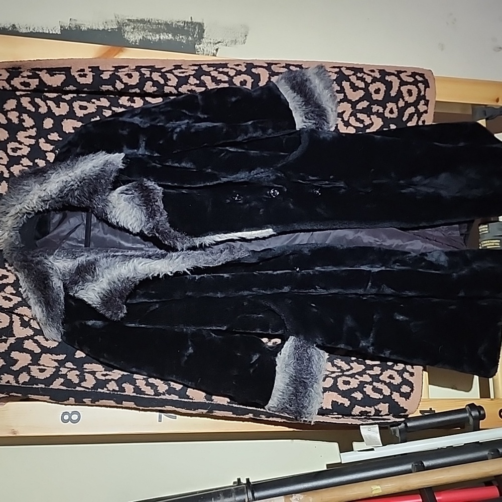 Faux fur full length coat